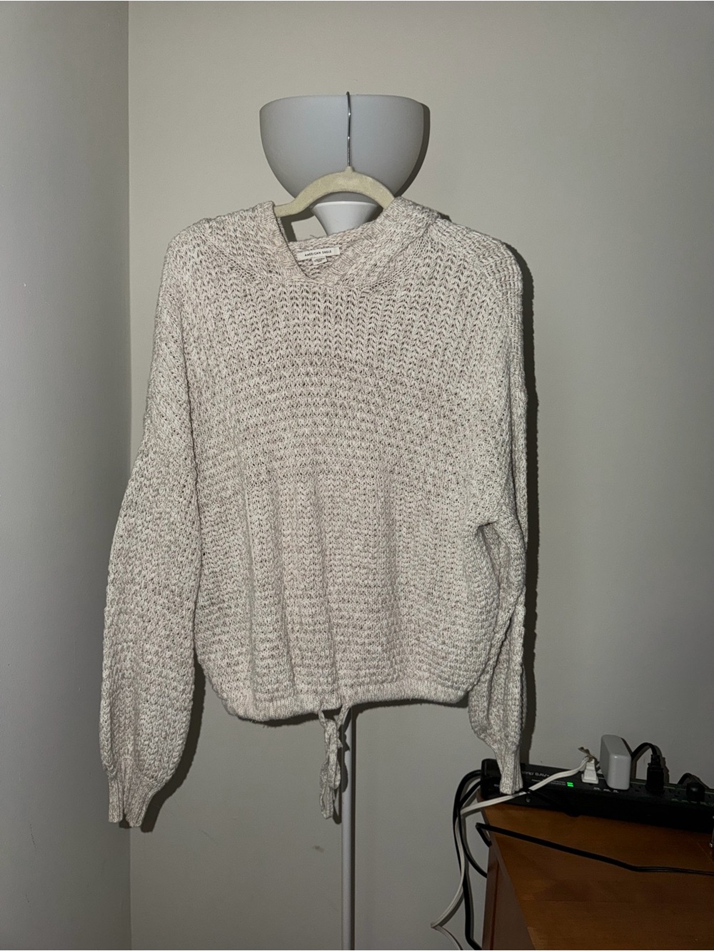 American Apparel Cream V-Neck Knit Sweater